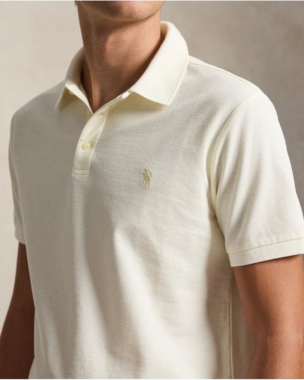 Polo Ralph Lauren Natural Custom Slim Fit Honeycomb-Mesh Polo for men