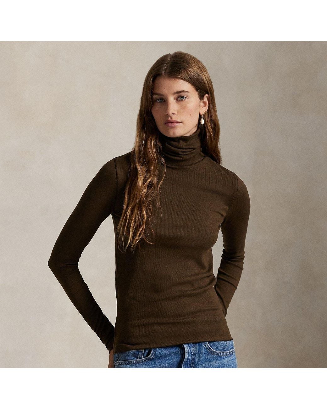 Polo Ralph Lauren Brown Stretch-Blend Turtleneck