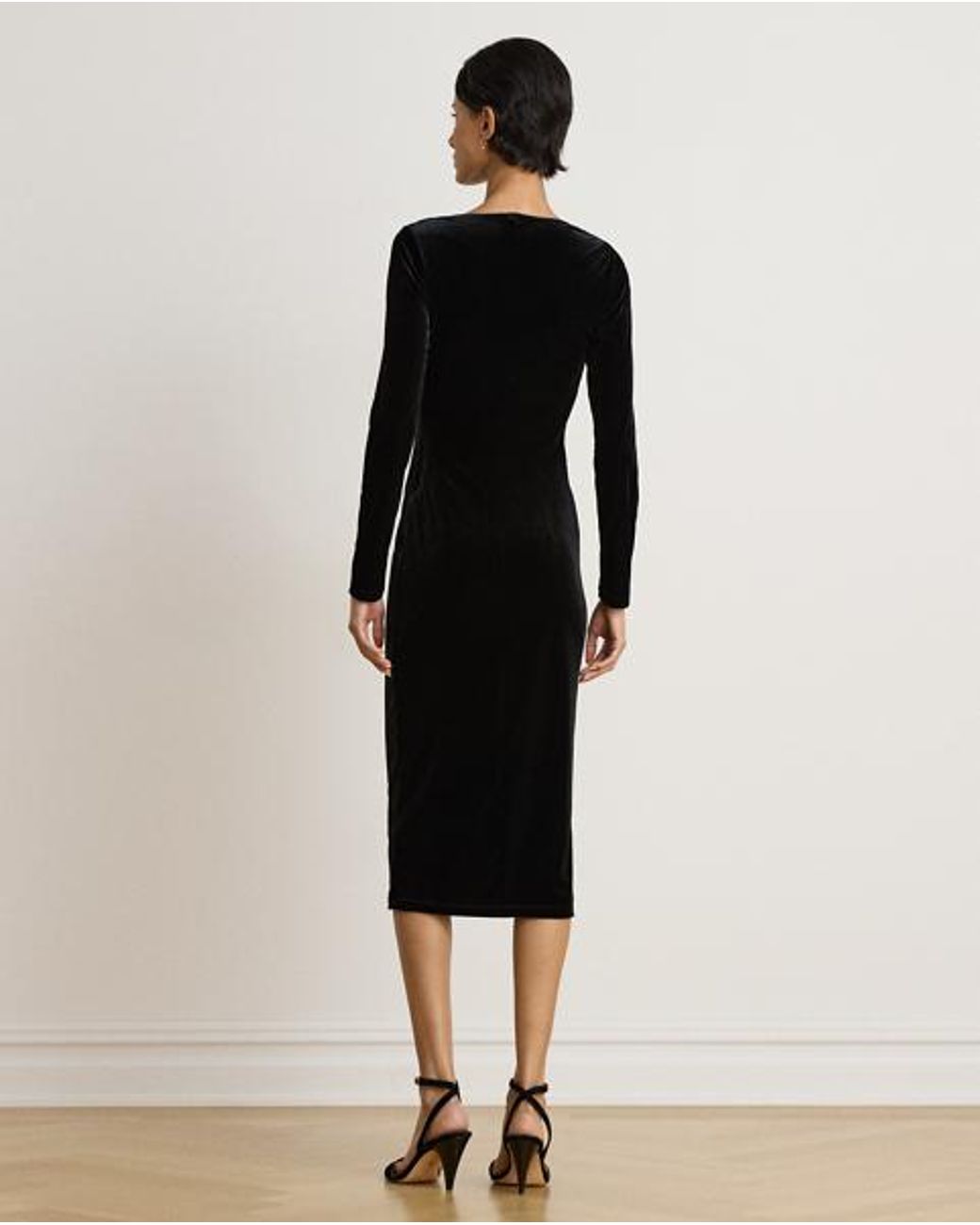 Ralph Lauren Black Long-Sleeve Velvet Dress