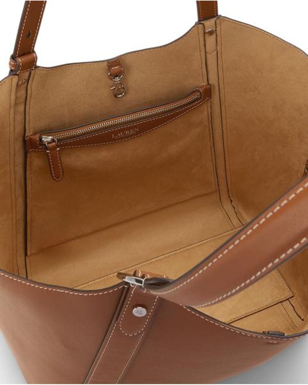 Ralph Lauren Blue Nappa Leather Large Tasha Tote Bag