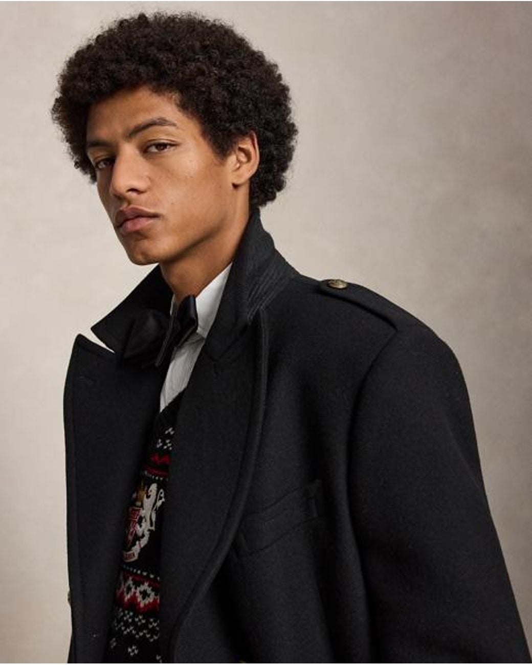 Polo Ralph Lauren Black Melton Wool-Blend Topcoat for men