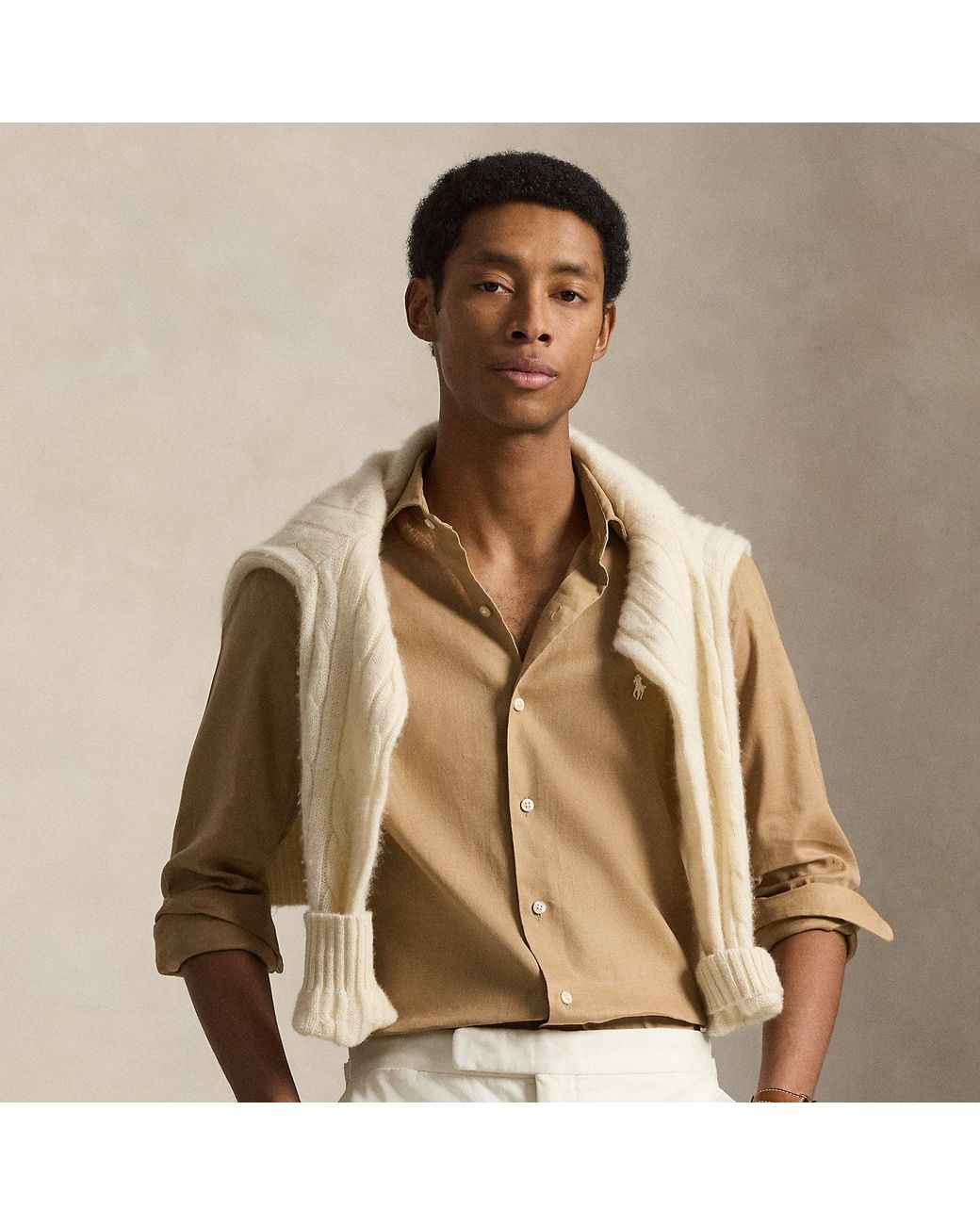 Polo Ralph Lauren Brown Custom Fit Linen-Blend Shirt for men