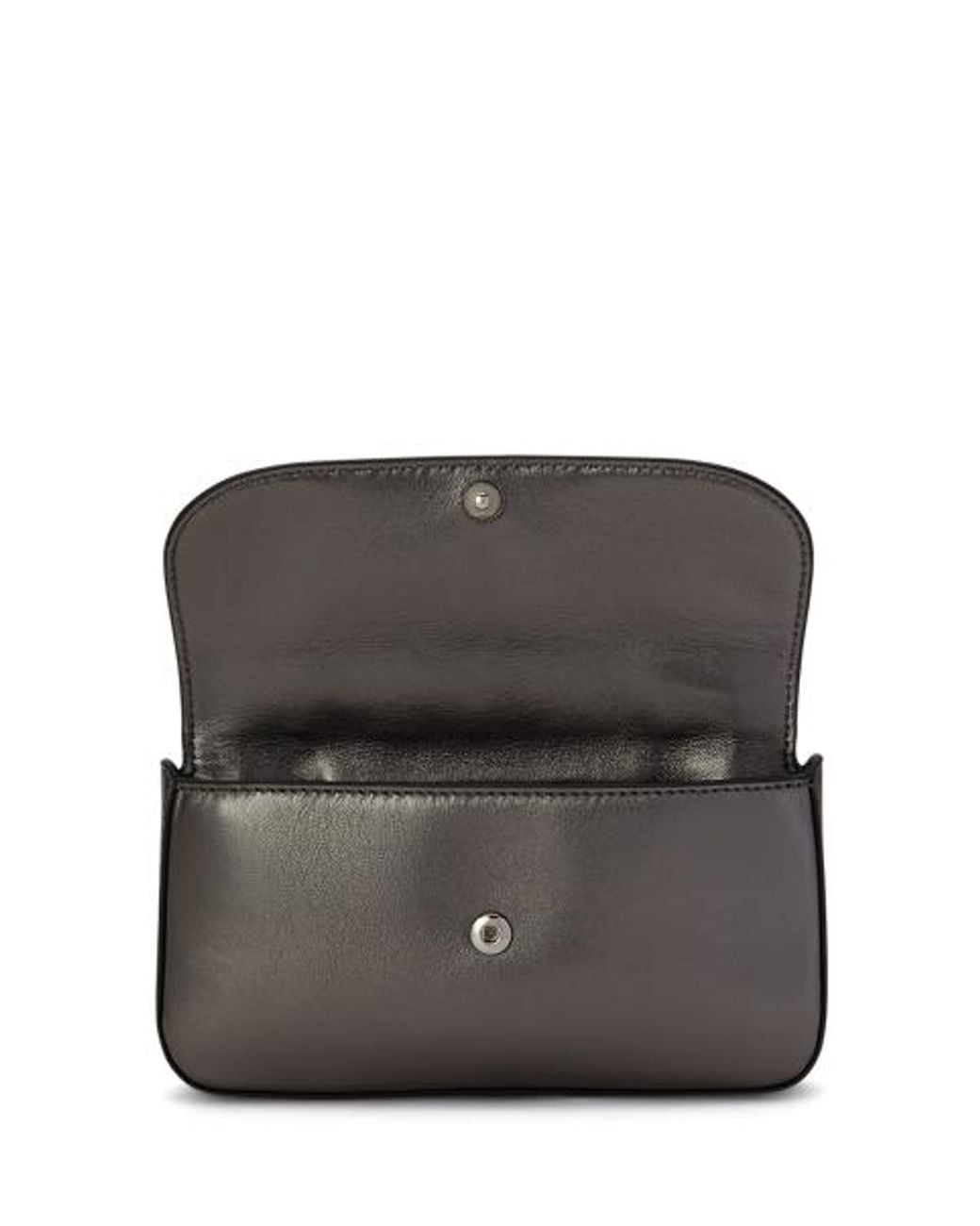 Ralph Lauren Black Metallic Leather Marcy Crossbody Wallet