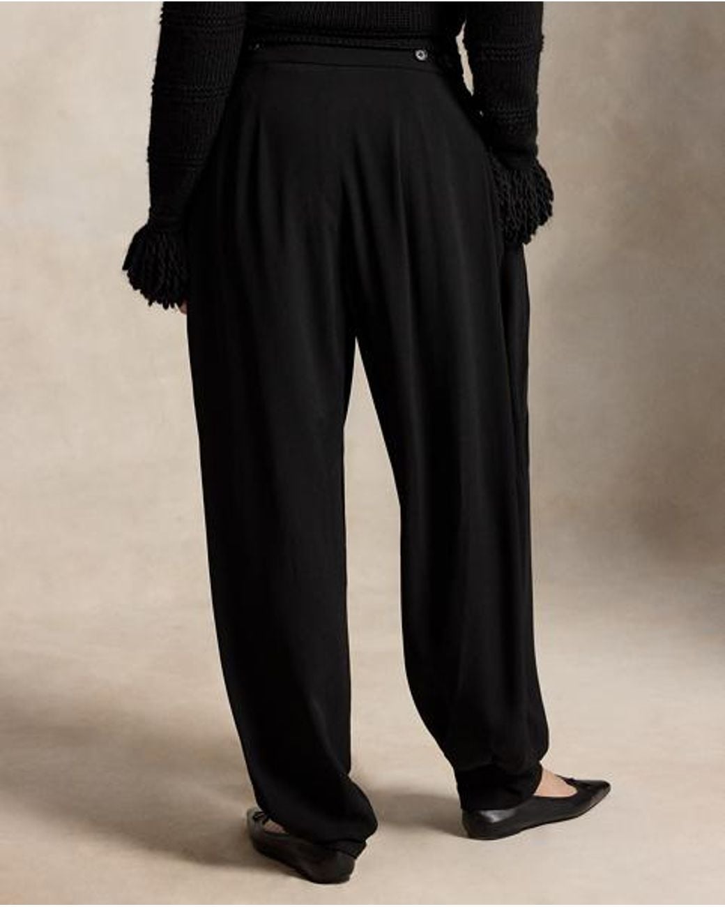 Polo Ralph Lauren Black Pleated Crepe Jodhpur Trouser