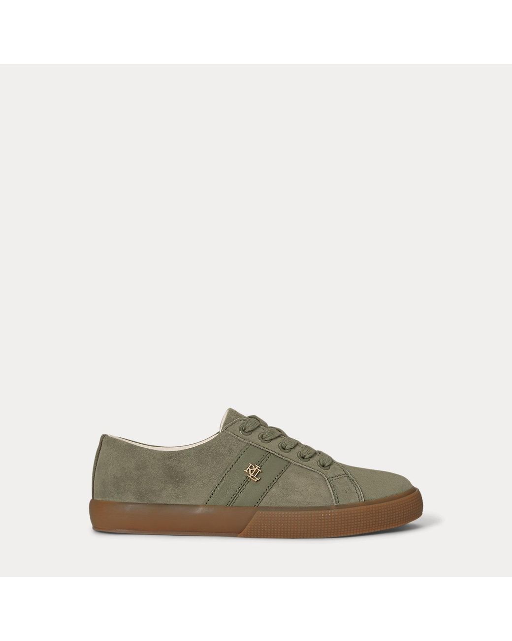 Ralph Lauren Green Janson Ii Suede & Nappa Leather Trainer