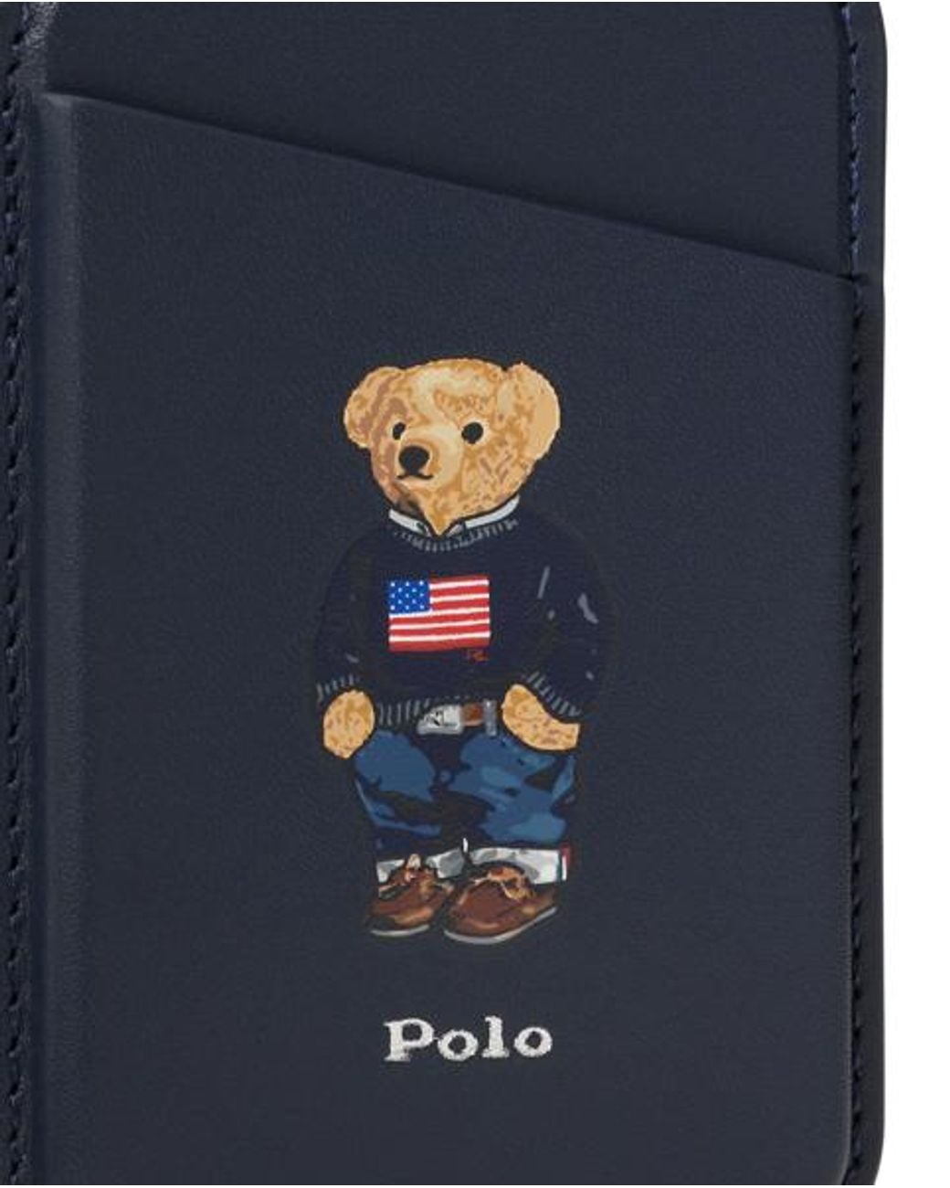 Polo Ralph Lauren Blue Polo Bear Leather Card Case With Magsafe for men