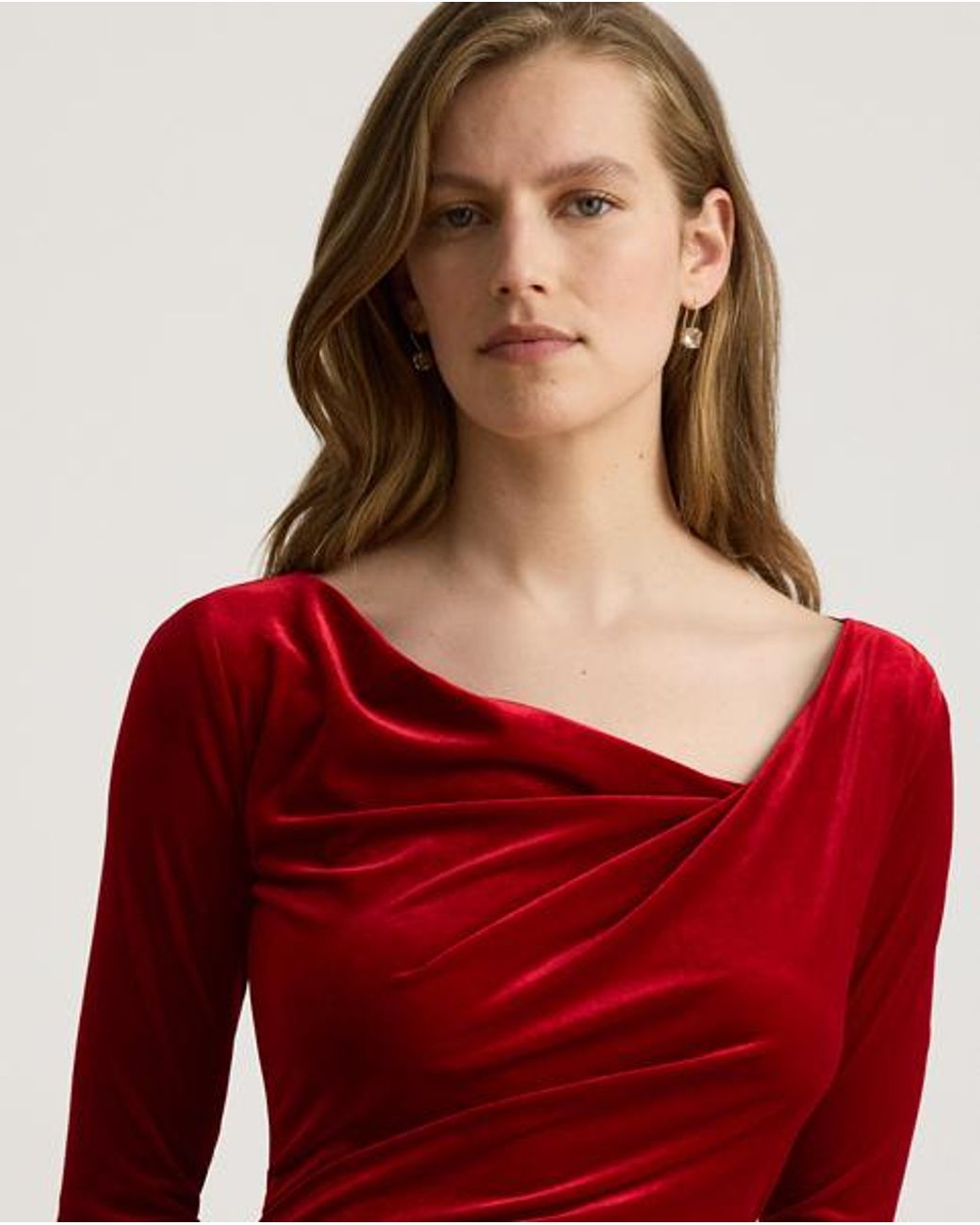Ralph Lauren Red Long-Sleeve Velvet Dress