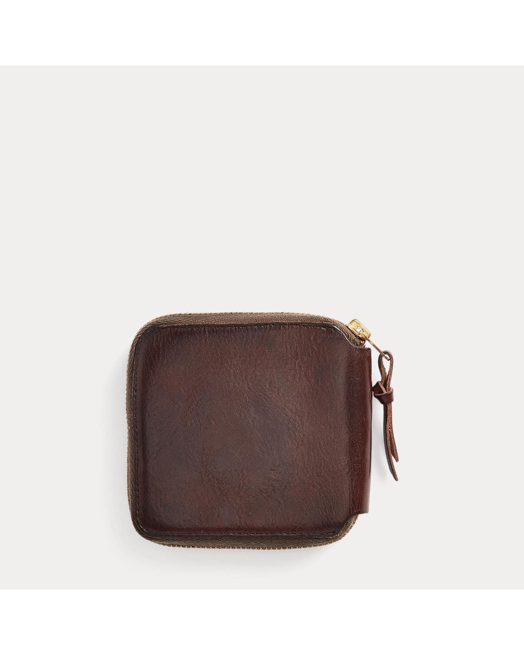 RRL Brown Leather Zip Wallet for men