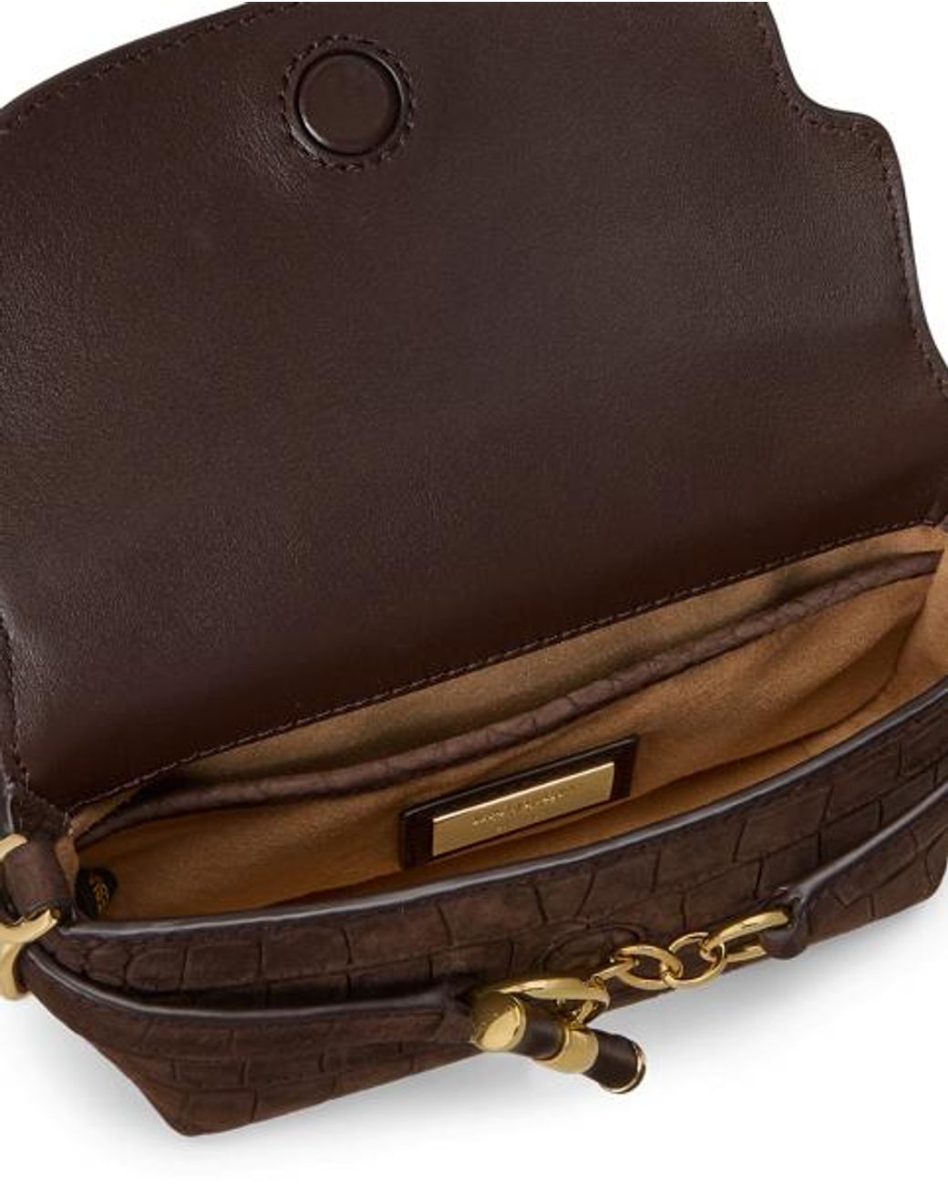 Ralph Lauren Black Croc-Embossed Small Blaike Crossbody Bag