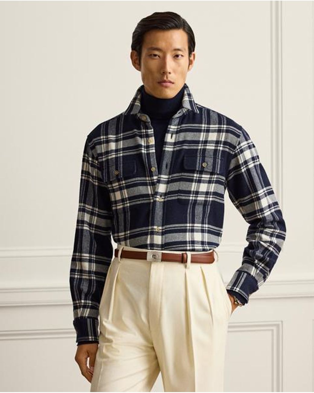Ralph Lauren Black Plaid Flannel Shirt for men