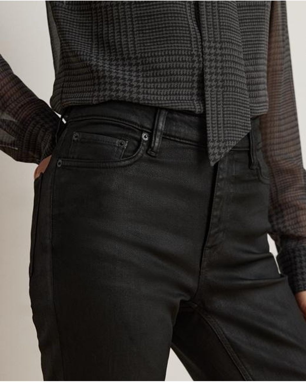 Ralph Lauren Black Coated High-Rise Bootcut Jean