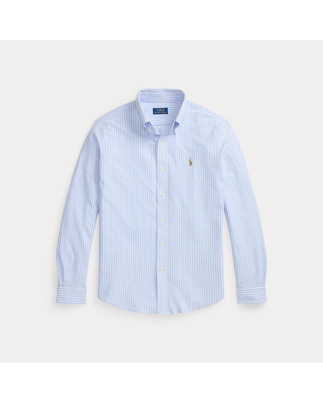 Polo Ralph Lauren Striped Knit Oxford Shirt in Blue for Men | Lyst UK
