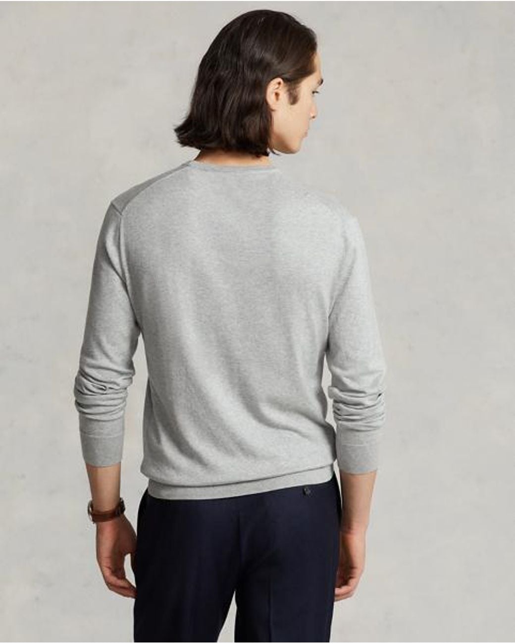 Polo Ralph Lauren Gray Slim Fit Cotton Sweater for men