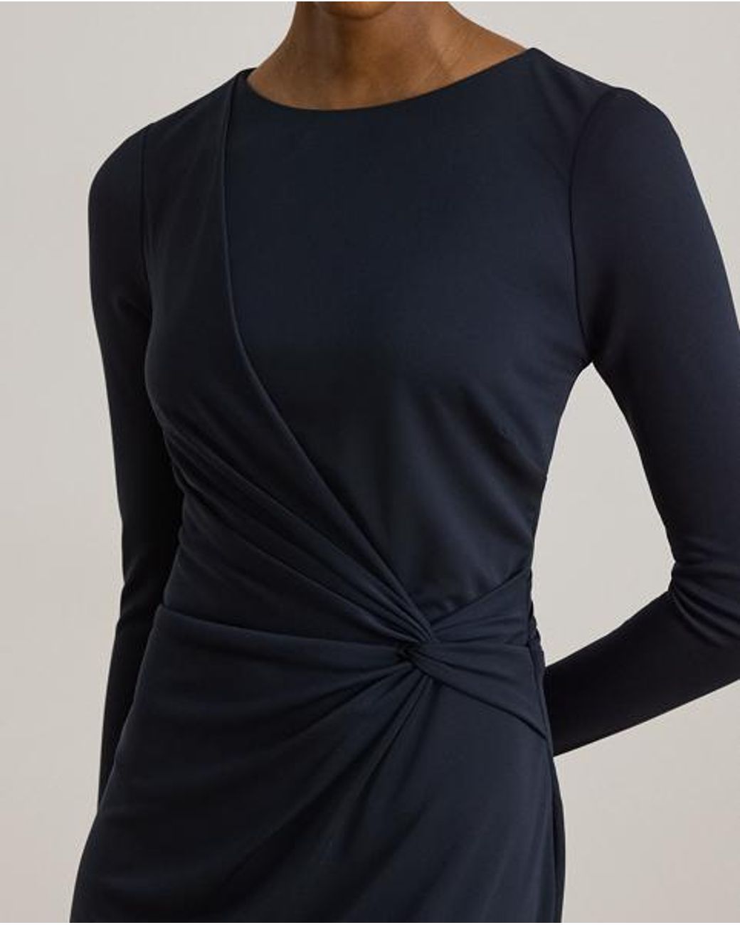 Ralph Lauren Blue Twist-Front Jersey Boatneck Dress