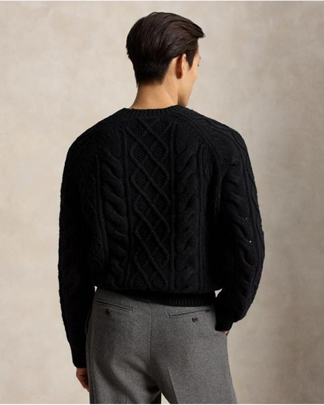 Polo Ralph Lauren Black Aran-Knit Wool-Alpaca Sweater for men