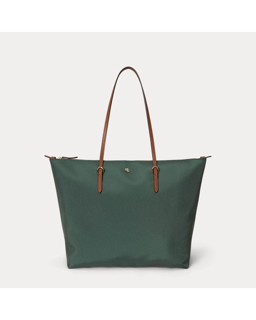Ralph Lauren Green Large Nylon Keaton Tote Bag
