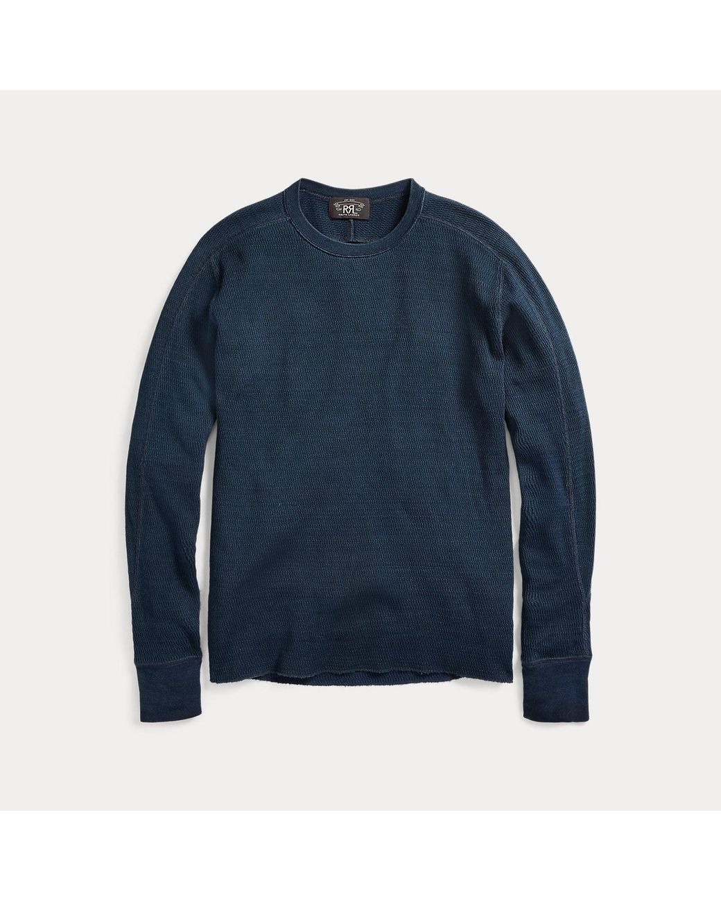 RRL Blue Indigo Jacquard-knit Crewneck - Size Xxl for men
