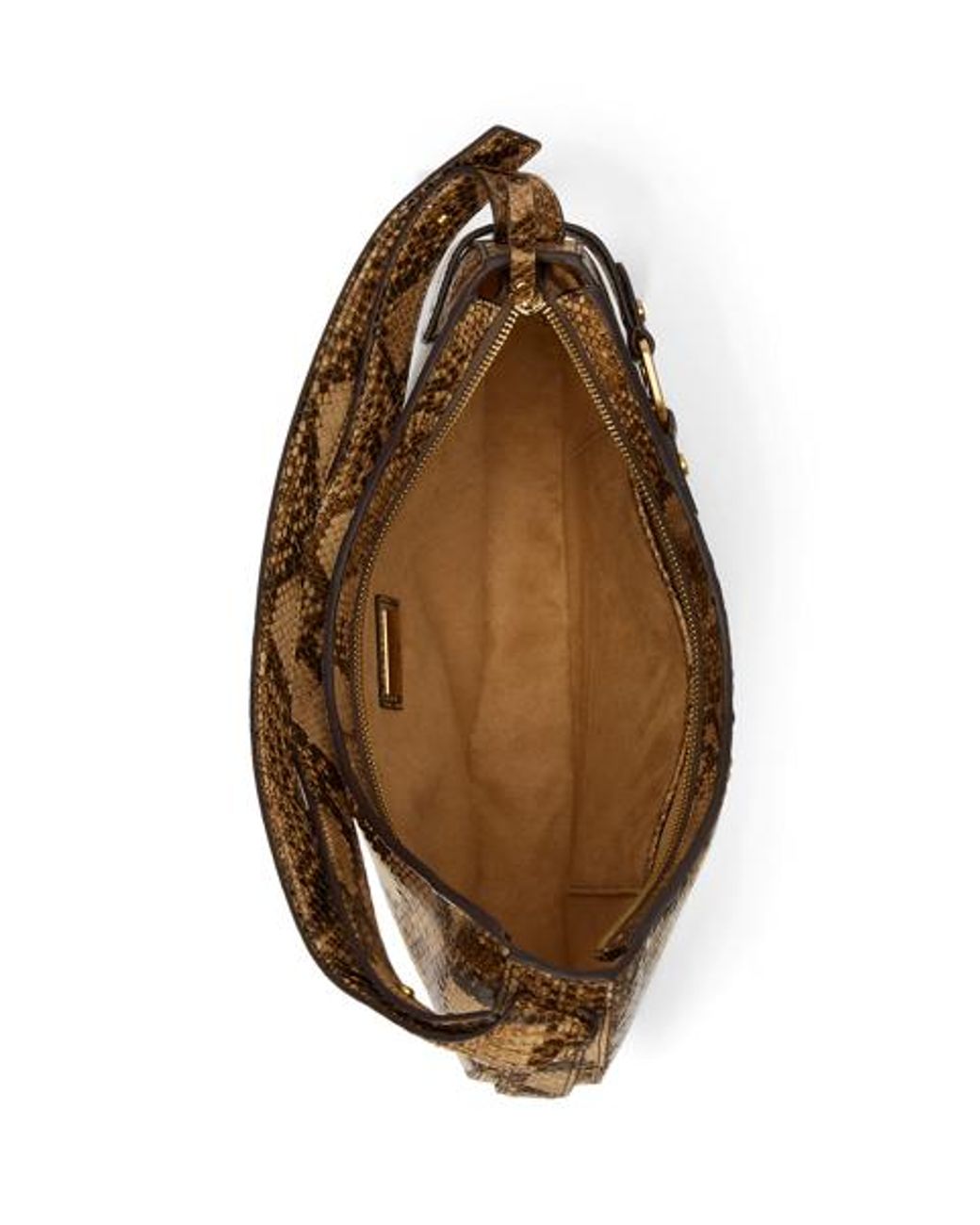 Ralph Lauren Brown Python-Embossed Large Tasha Shoulder Bag