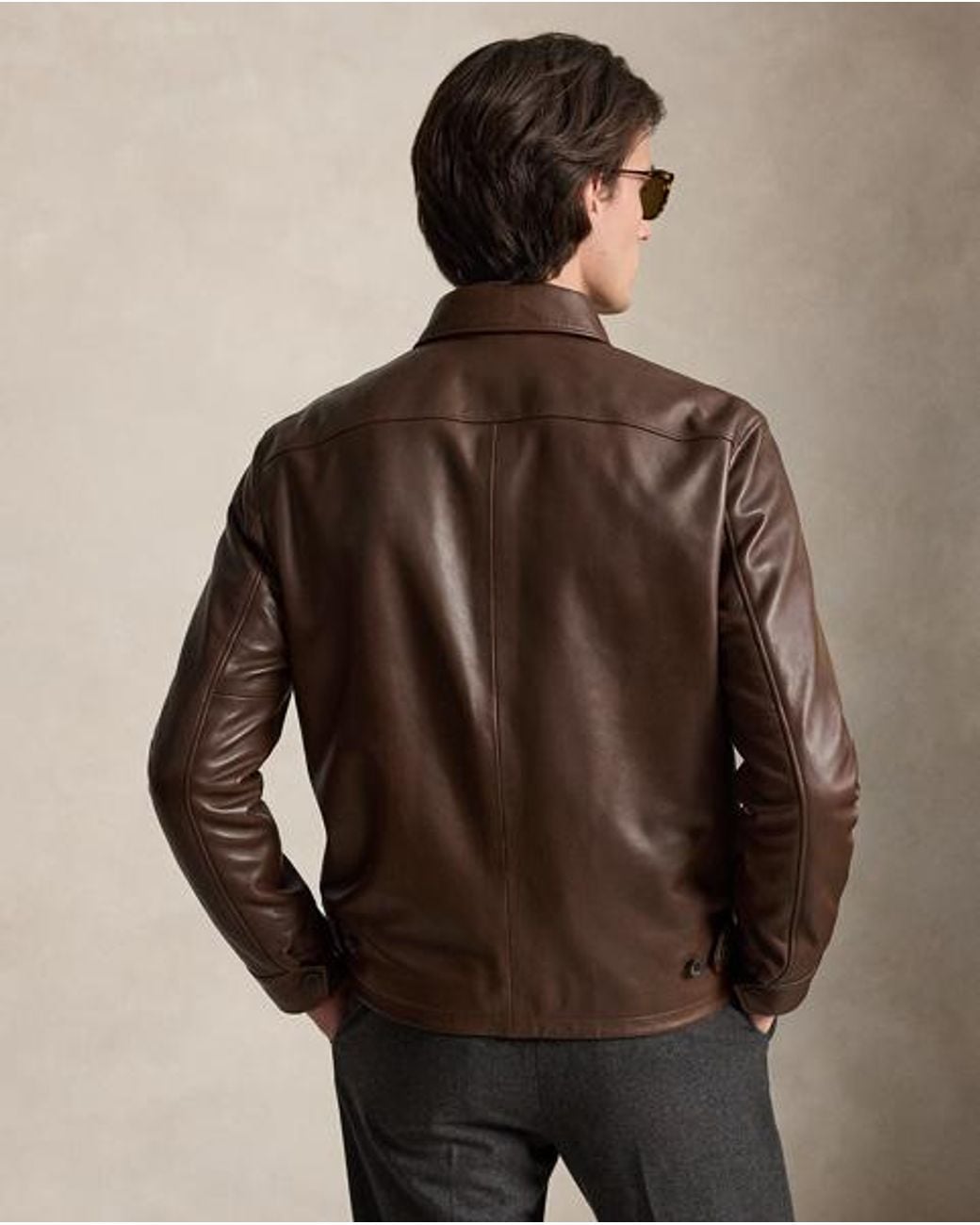 Ralph Lauren Brown Lambskin Leather Jacket for men