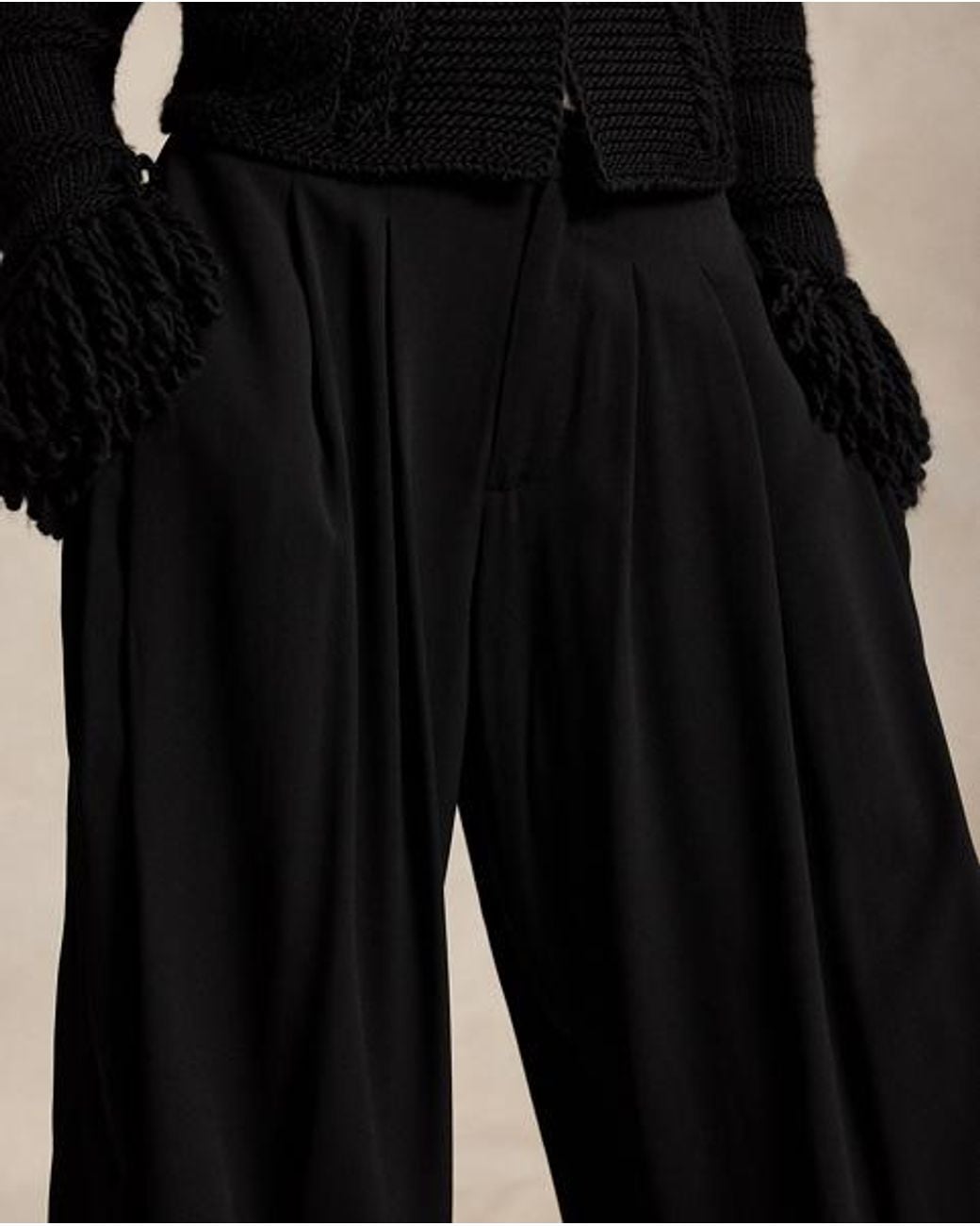 Polo Ralph Lauren Black Pleated Crepe Jodhpur Trouser