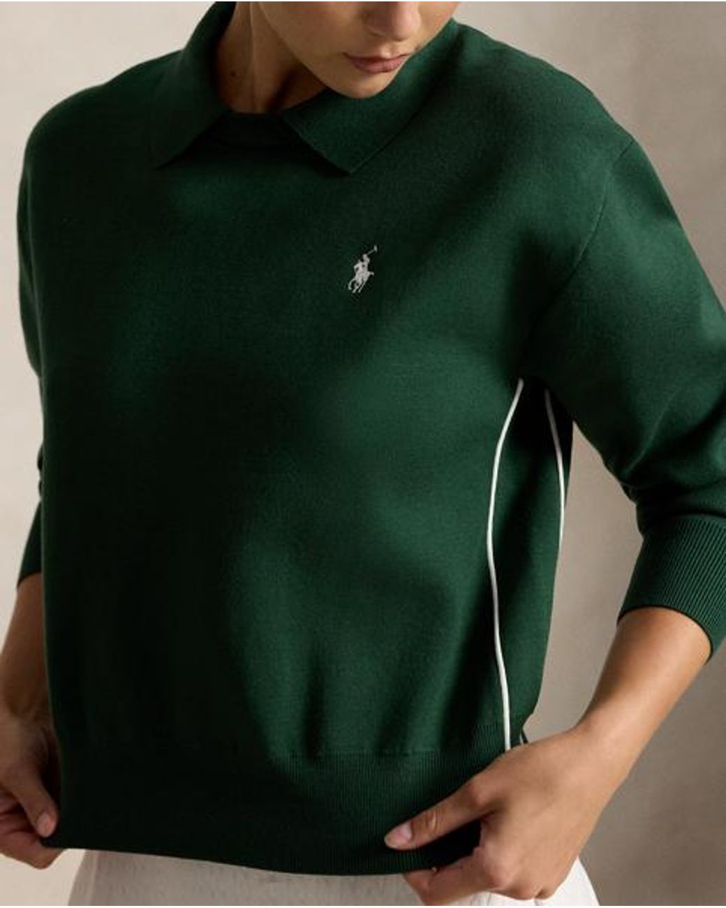 Ralph Lauren Green Polo-Collar Logo Pullover