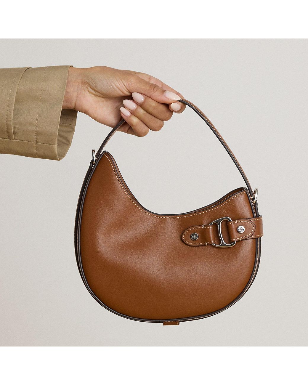 Ralph Lauren Brown Leather Small Tasha Crossbody Bag