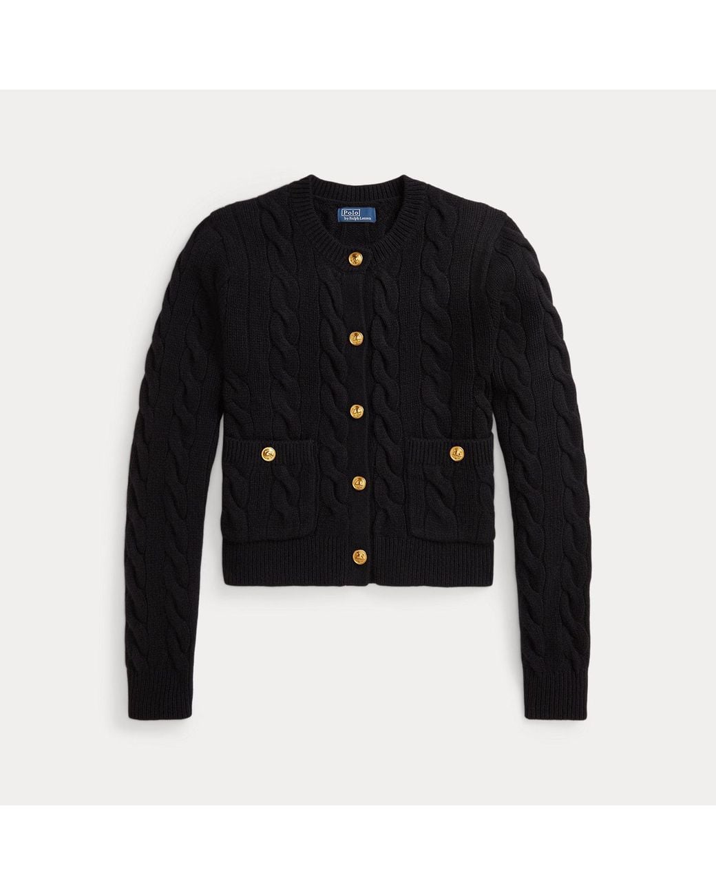 Polo Ralph Lauren Black Cable Wool-Cashmere Cardigan