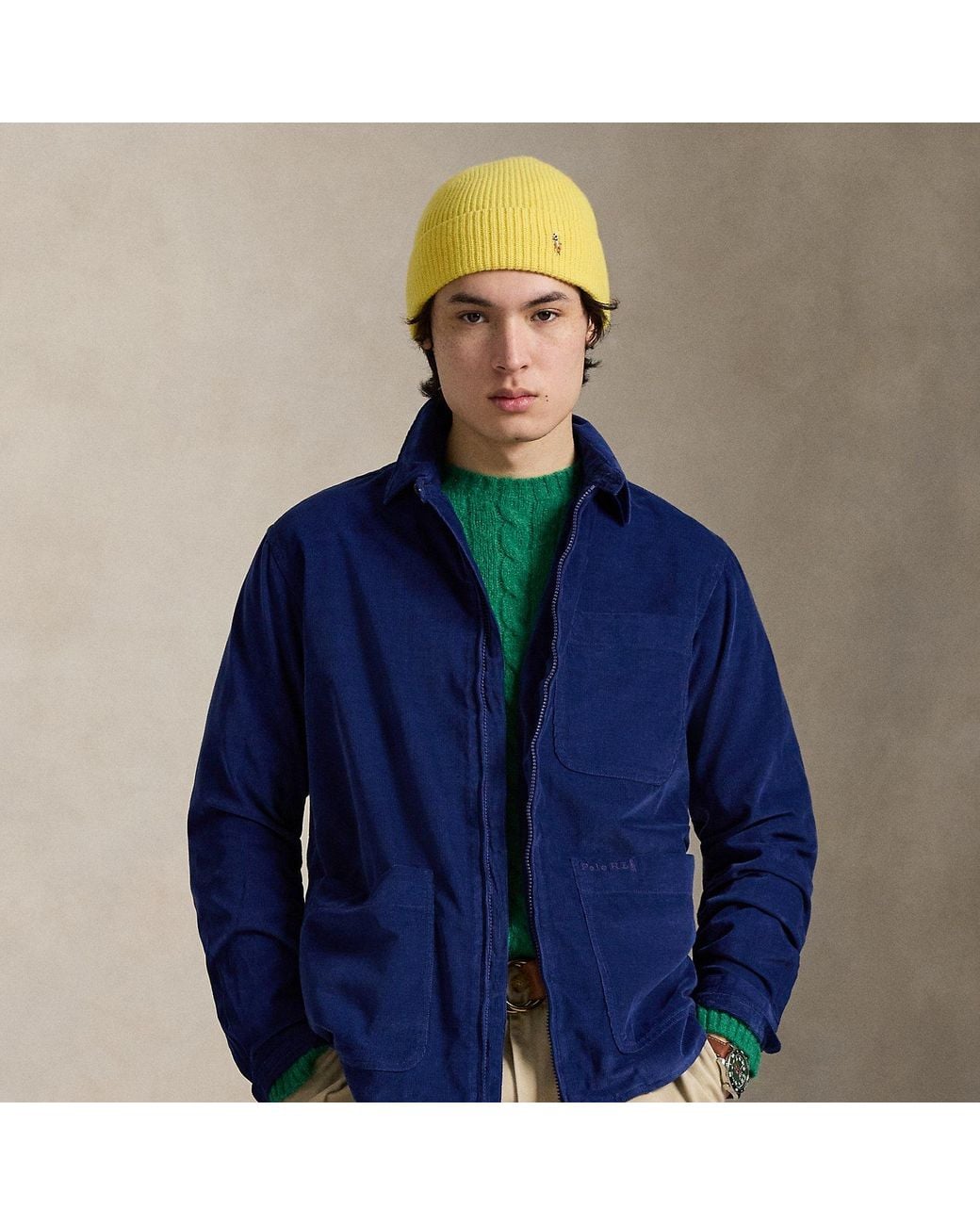Polo Ralph Lauren Blue Corduroy Full-Zip Overshirt for men