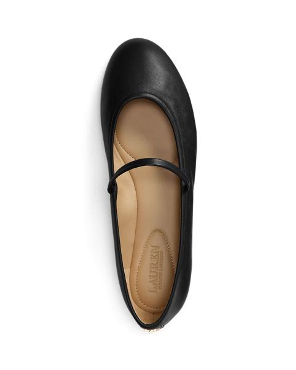Ralph Lauren Black Jayna Nappa Leather Mary Jane Flat