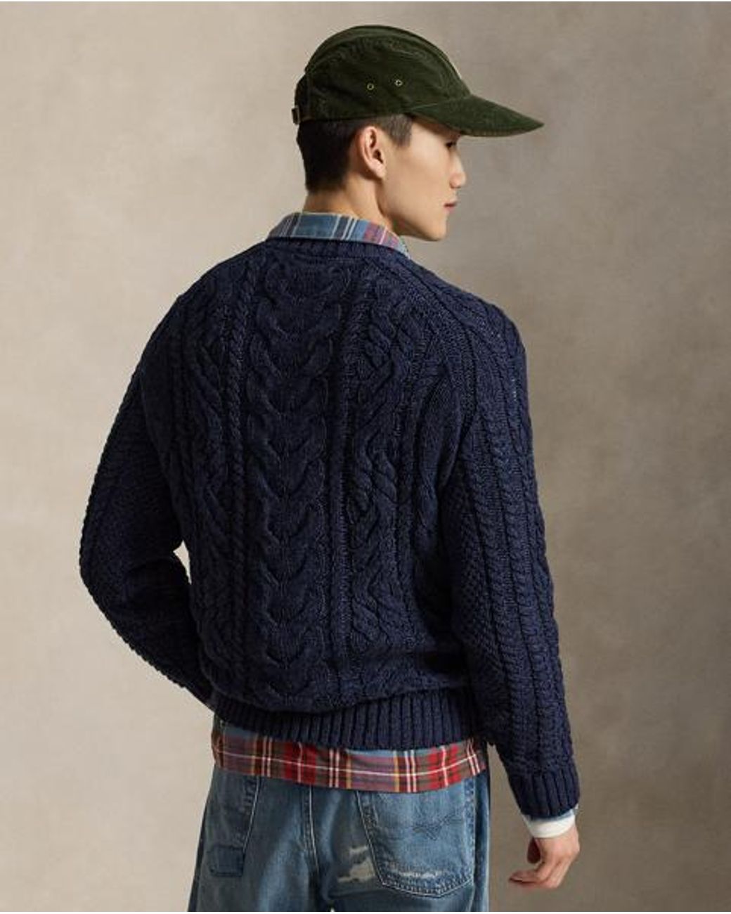Polo Ralph Lauren Blue Aran-Knit Cotton Jumper for men