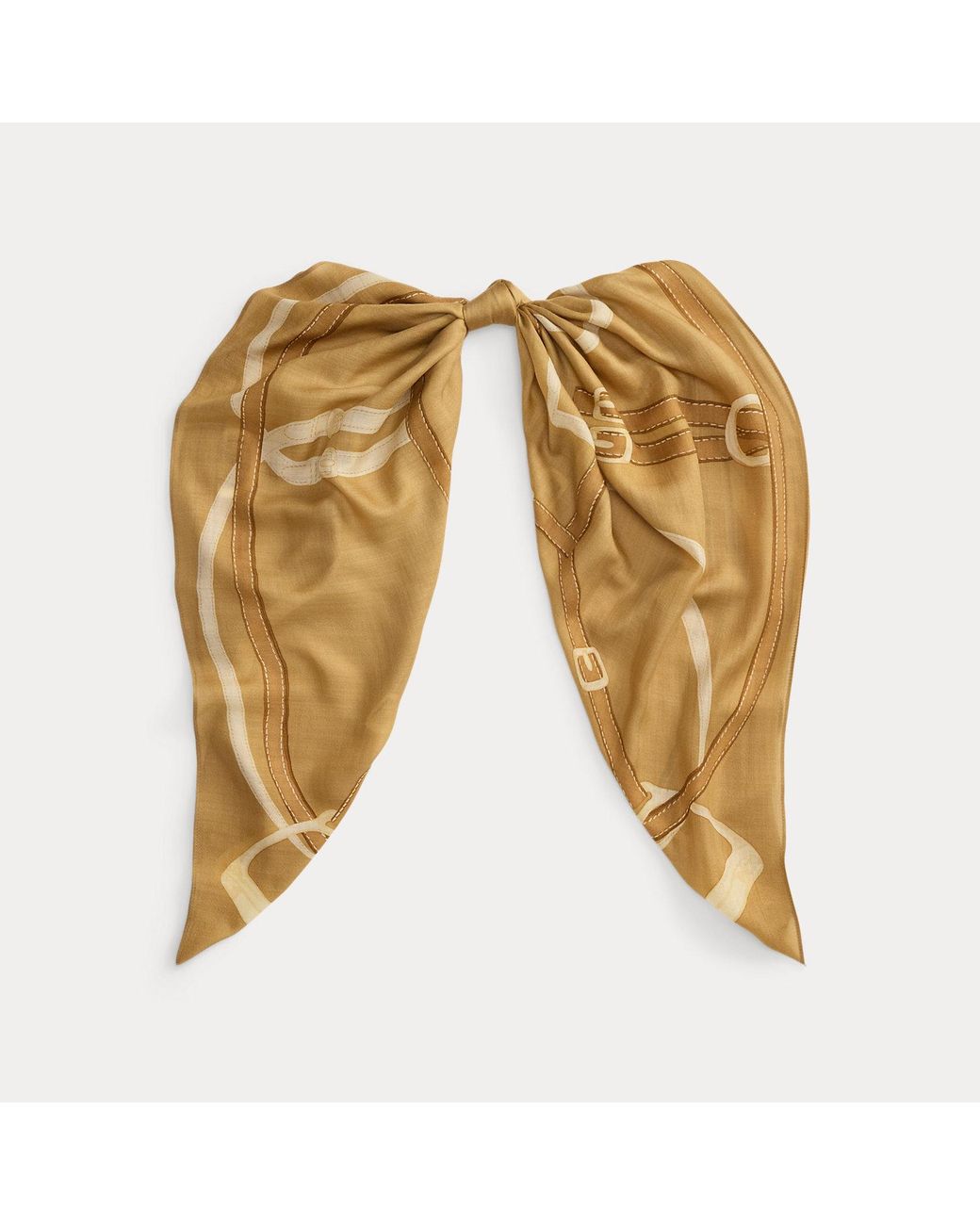 Ralph Lauren Metallic Belting-Print Wool-Silk Square Scarf