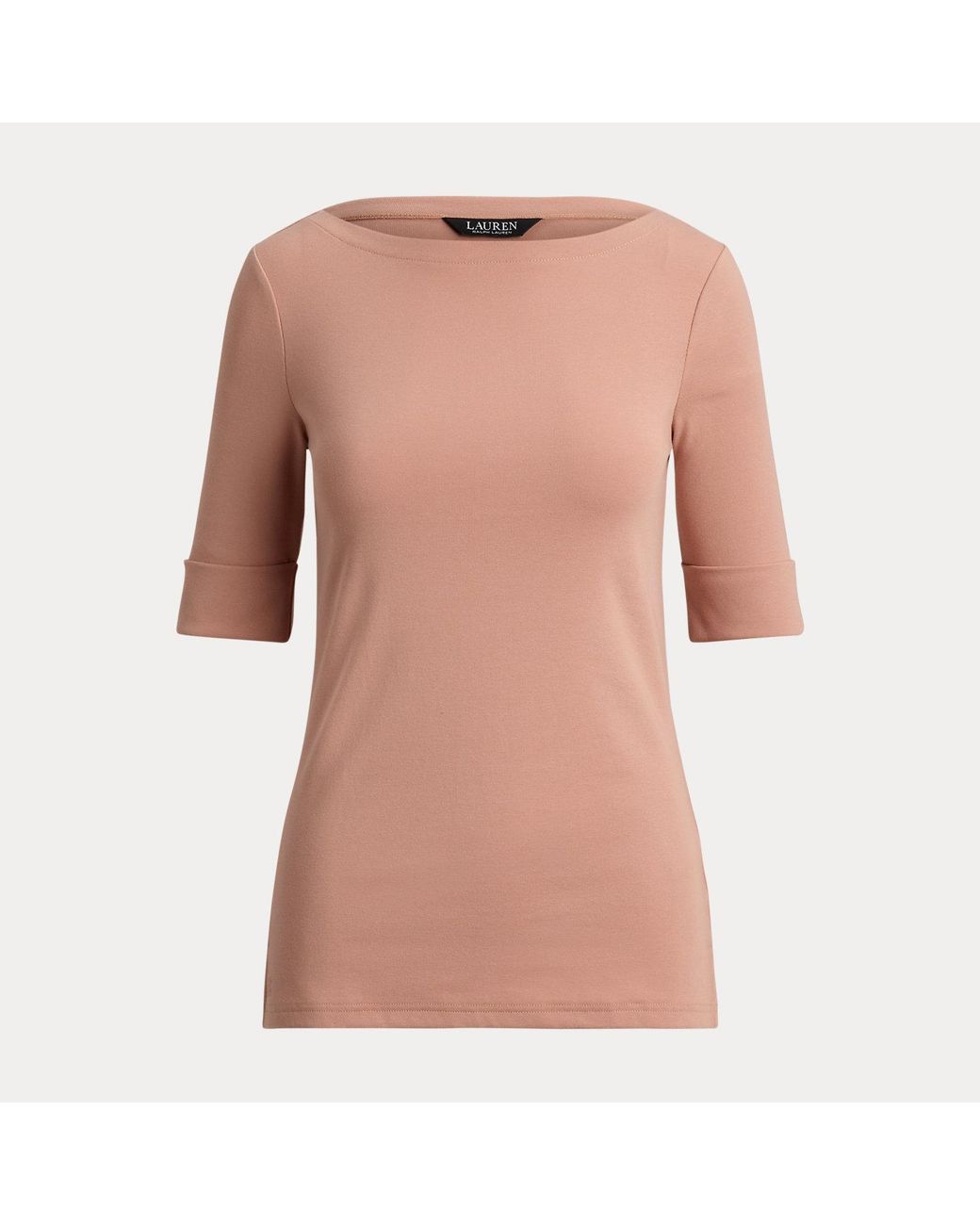 Ralph Lauren Brown Stretch Cotton Boatneck Tee
