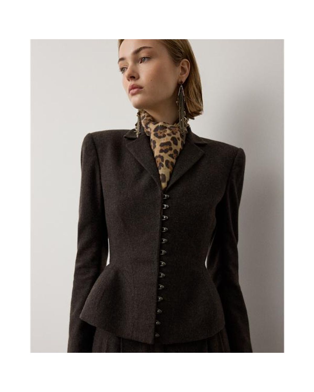 Ralph Lauren Black Joleene Wool Herringbone Jacket