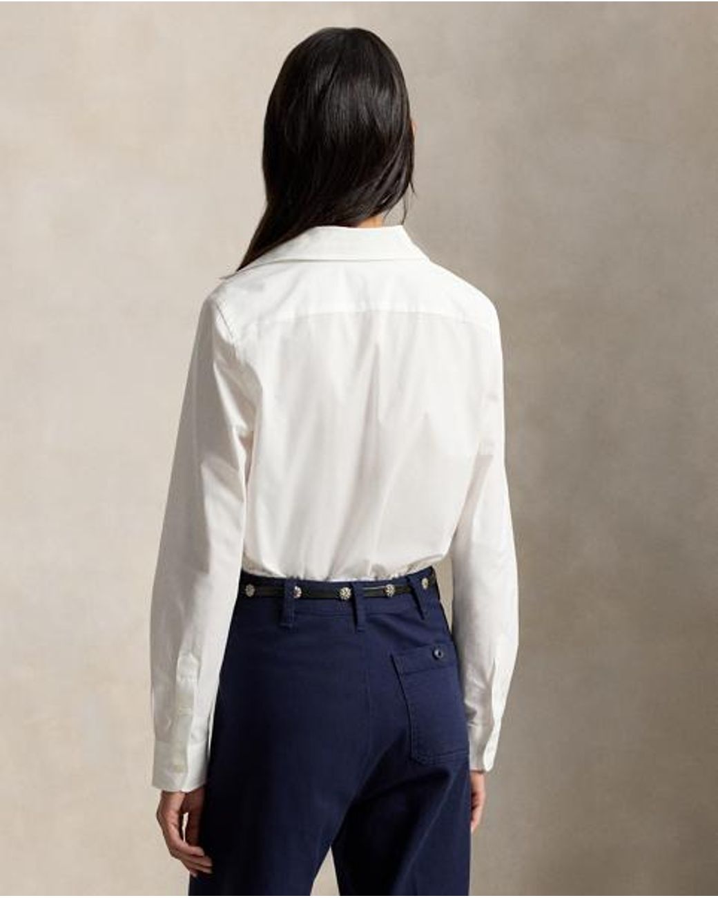 Ralph Lauren White End-On-End Stretch Slim Fit Cotton Shirt