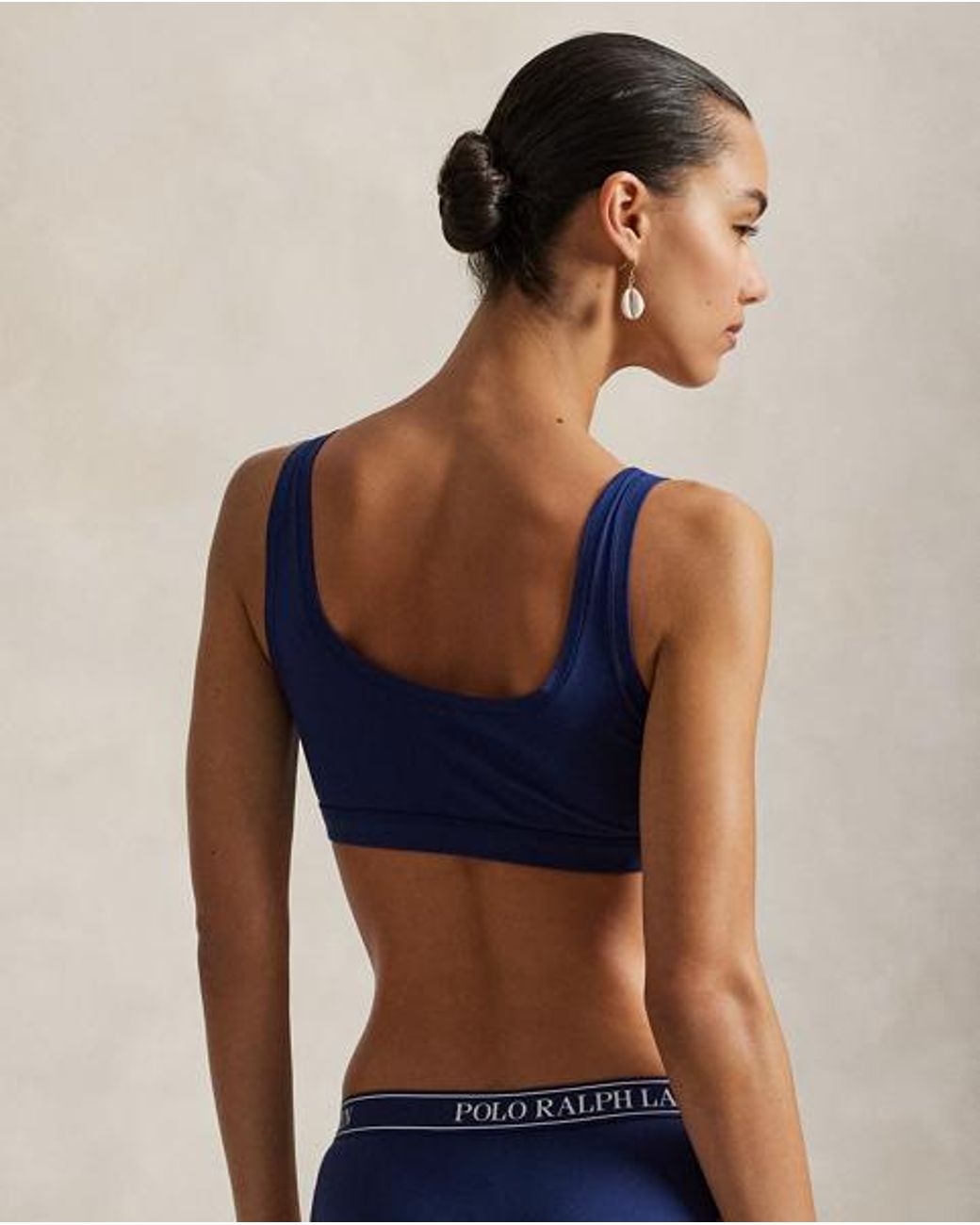 Bralette De Algodón Elástico Polo Ralph Lauren de color Blue