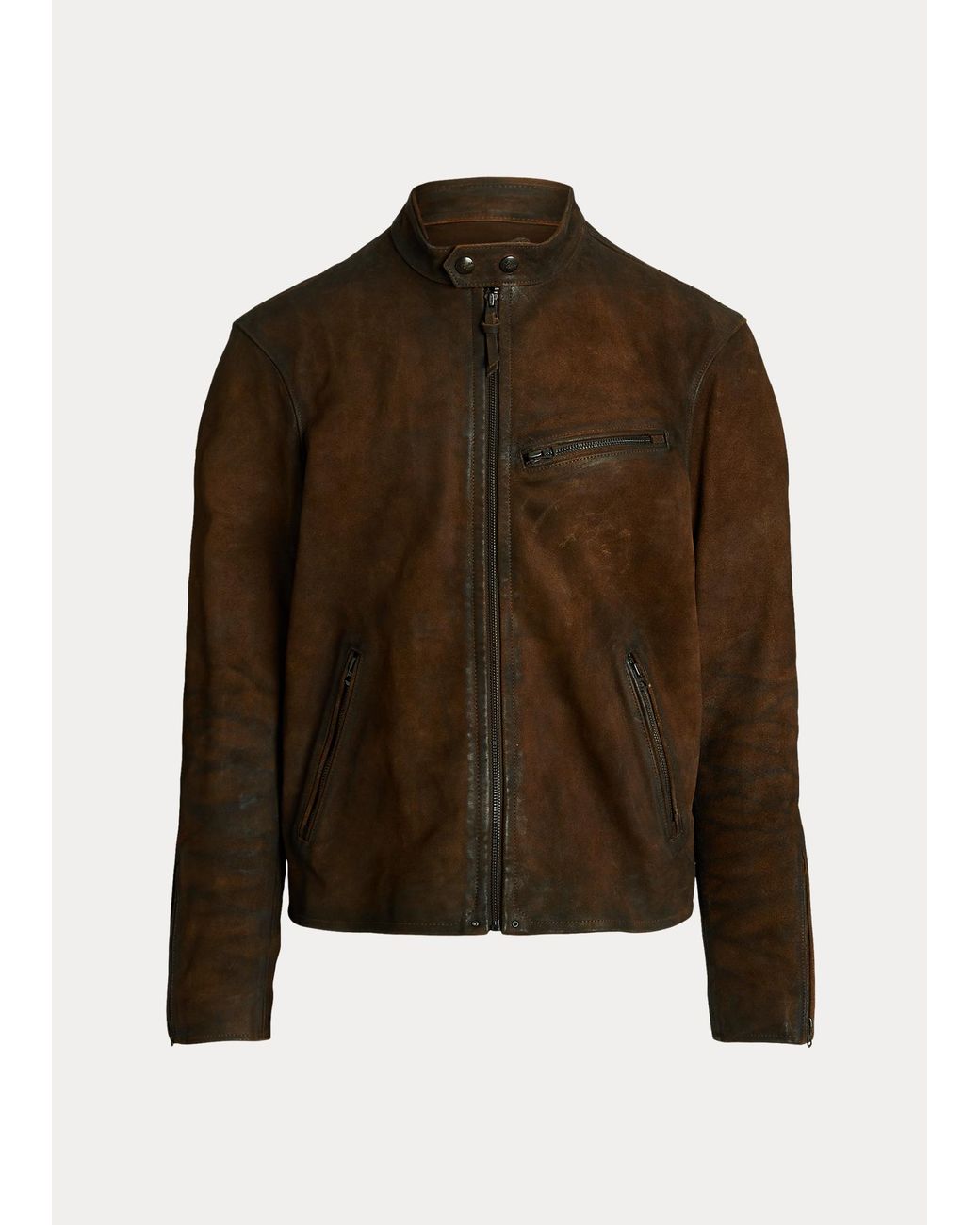 Polo ralph lauren leather cafe racer jacket hot sale