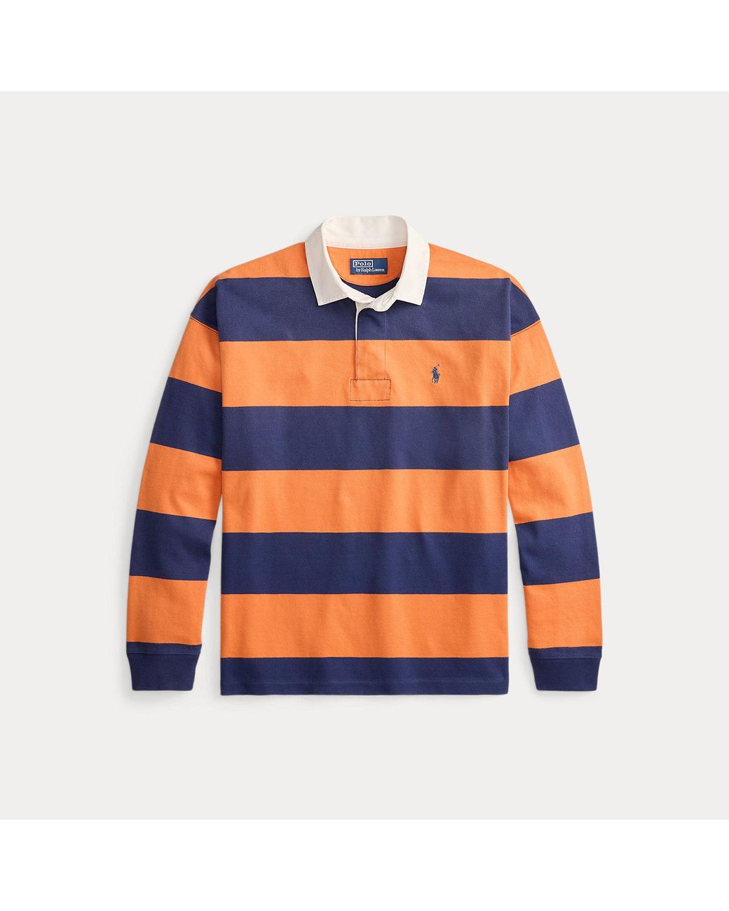 Polo Ralph Lauren Blue Big Fit Striped Jersey Rugby Shirt for men