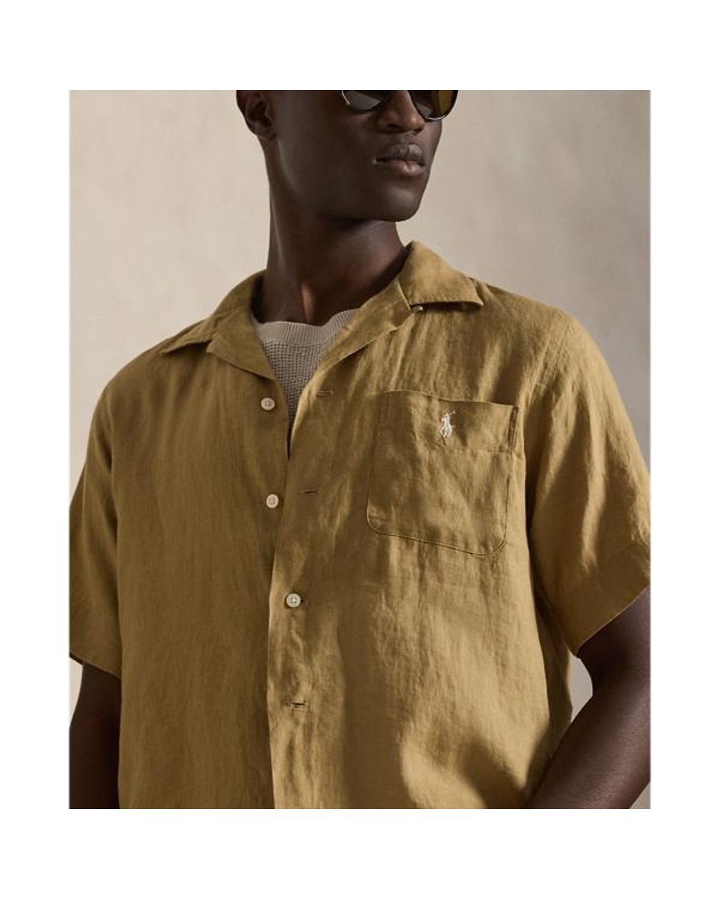Polo Ralph Lauren Classic Fit Linen Camp Shirt in Green for Men | Lyst