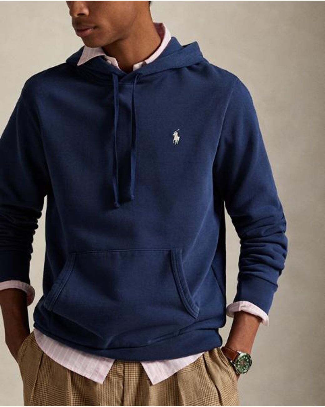 Polo Ralph Lauren Blue Loopback Fleece Hoodie for men