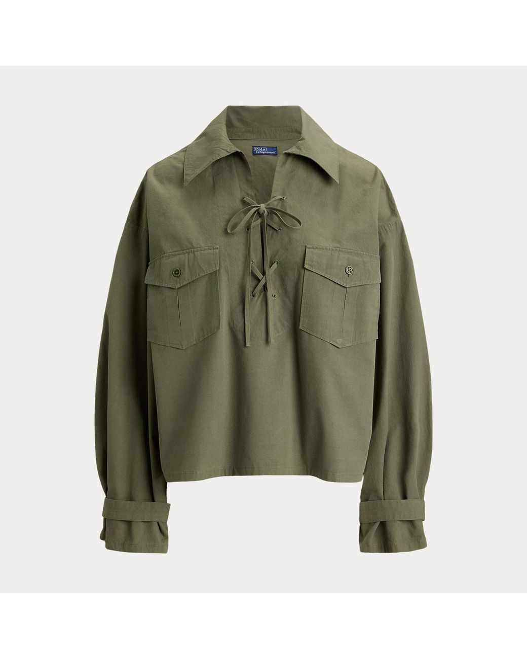 Ralph Lauren Green Lace-Up Cotton Shirt