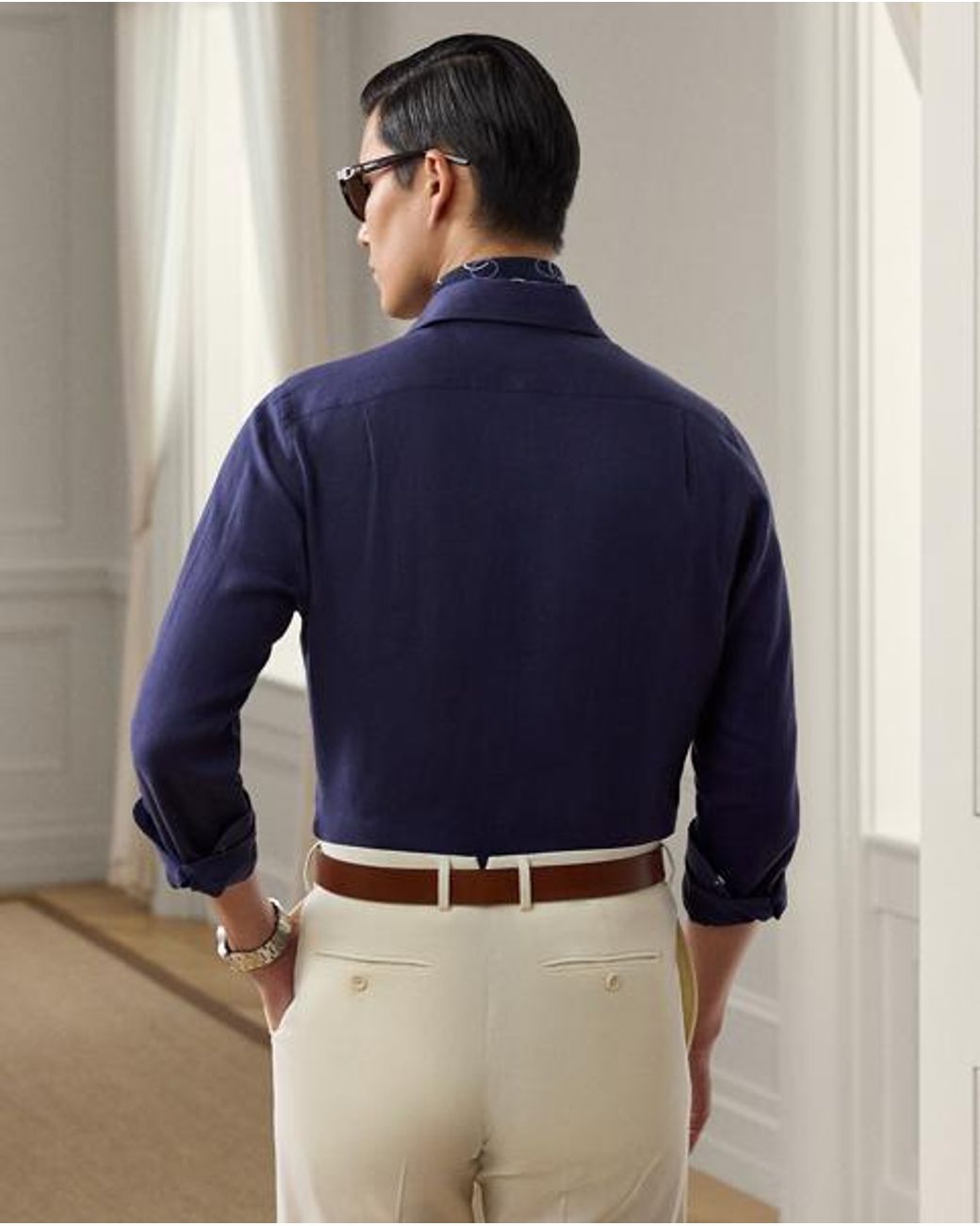 Ralph Lauren Blue Linen Shirt for men