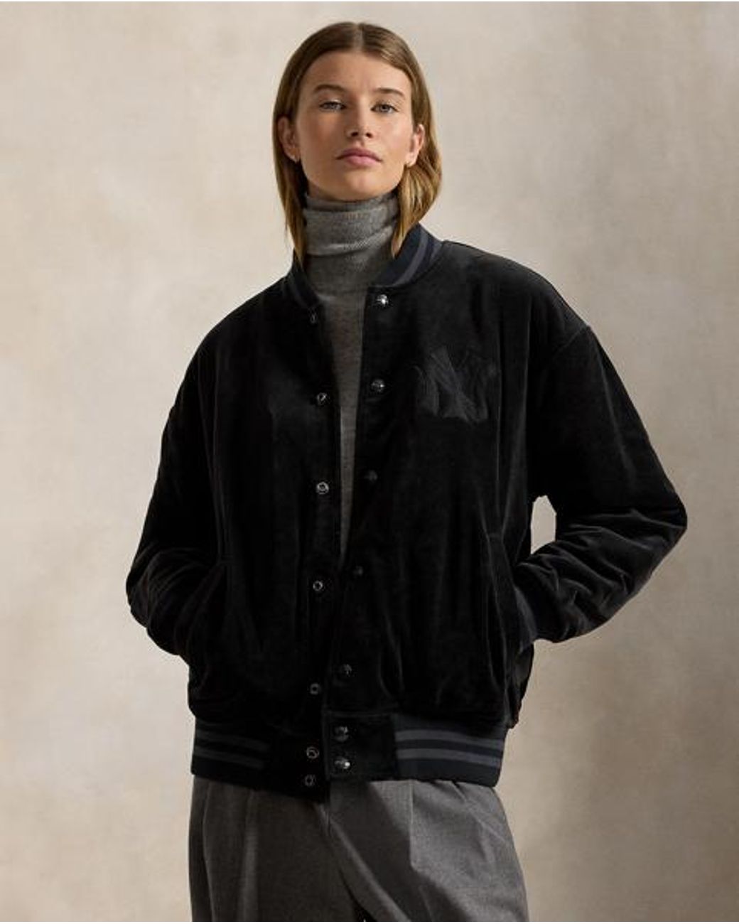 Polo Ralph Lauren Black Polo Ralph Lauren Lauren Yankees Velour Jacket for men