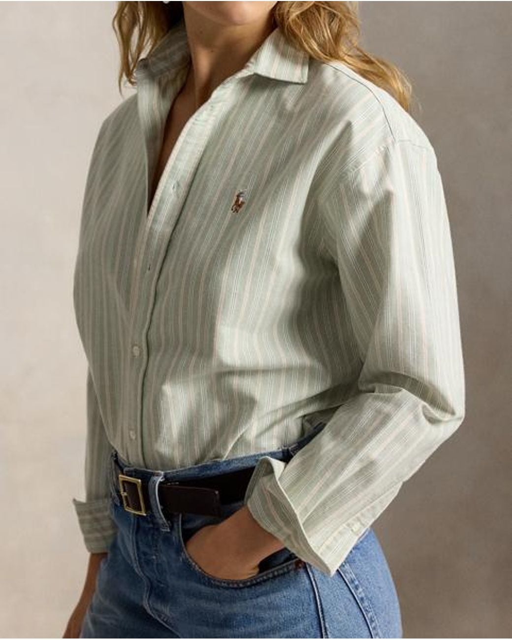 Ralph Lauren Green Relaxed Fit Cotton Oxford Shirt