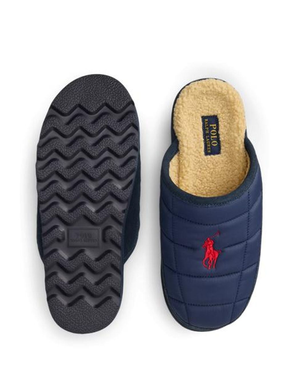 Polo Ralph Lauren Blue Reade Suede-Trim Quilted Scuff Slipper for men