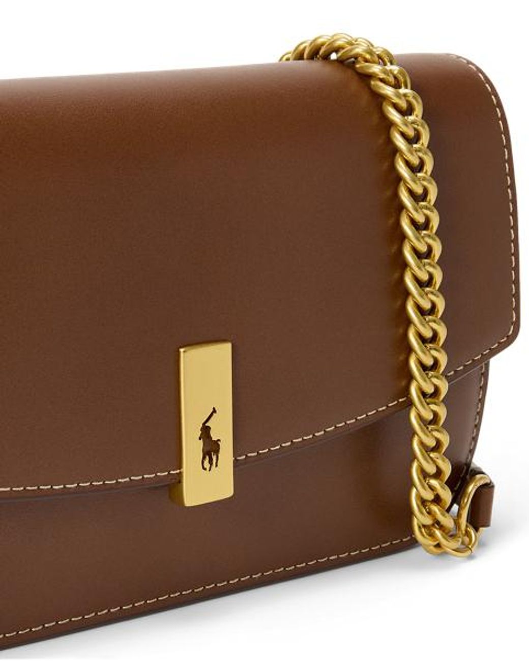Polo Ralph Lauren Brown Polo Id Leather Chain Wallet And Bag