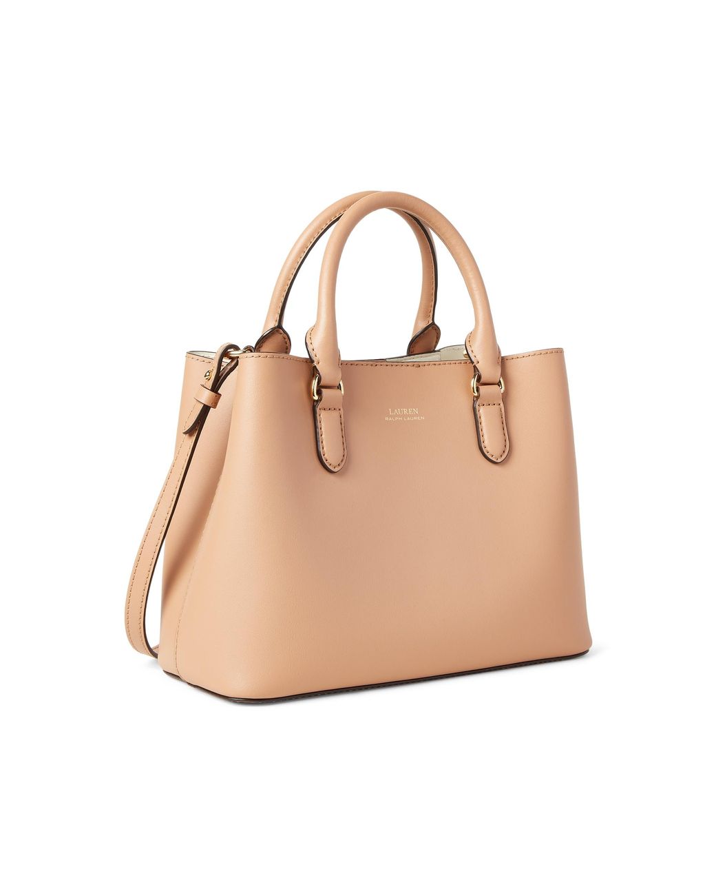 Lauren by Ralph Lauren Mini Leather Marcy Satchel in Natural | Lyst