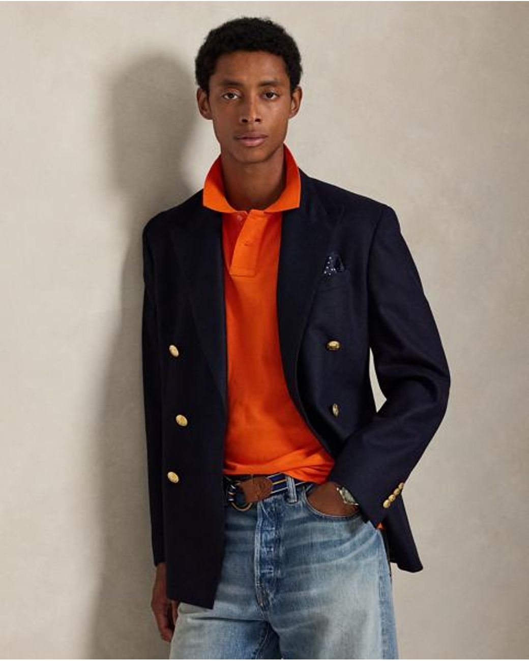 Polo Ralph Lauren Orange Custom Slim Fit Mesh Polo for men