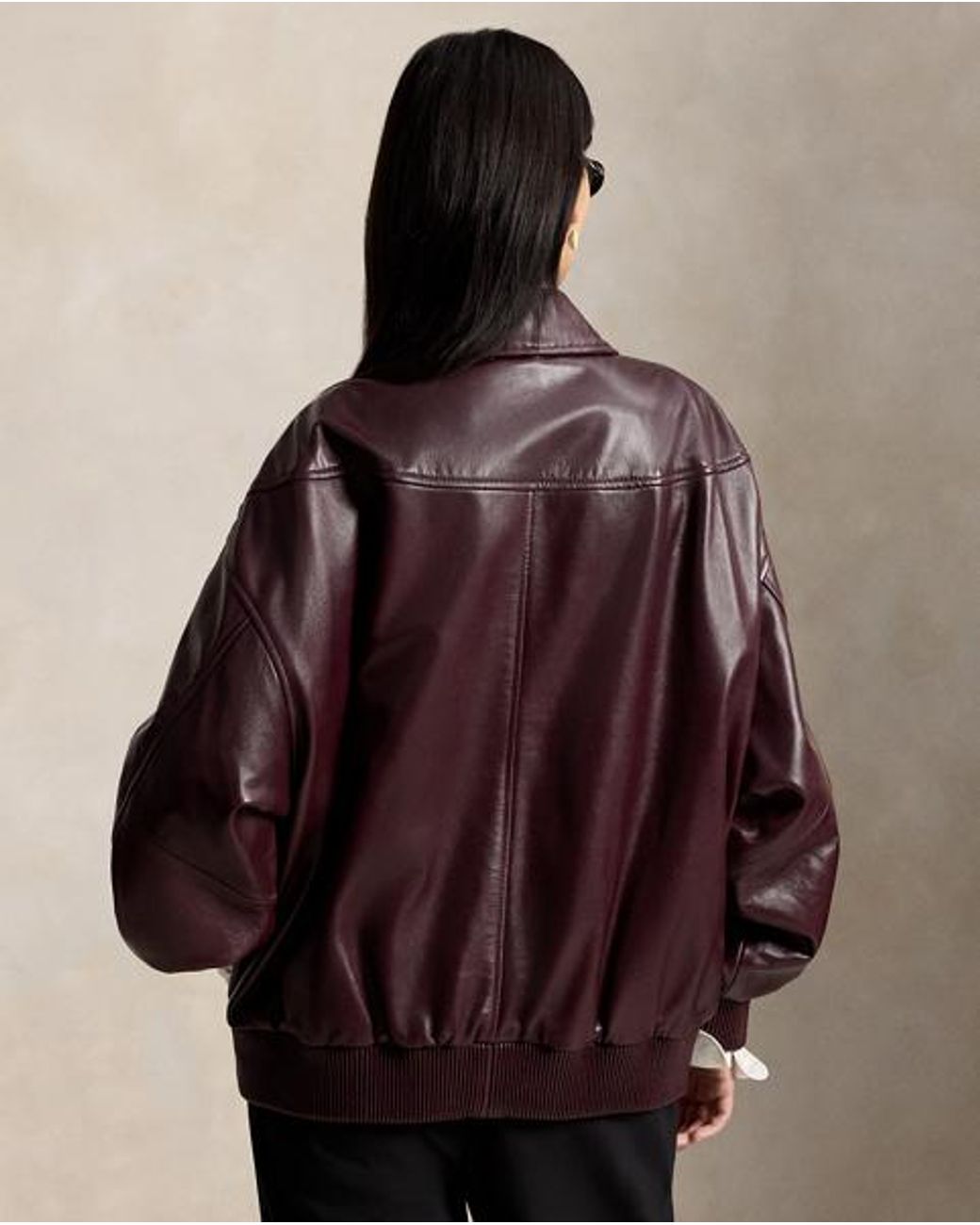 Polo Ralph Lauren Purple Leather Bubble Zip Jacket