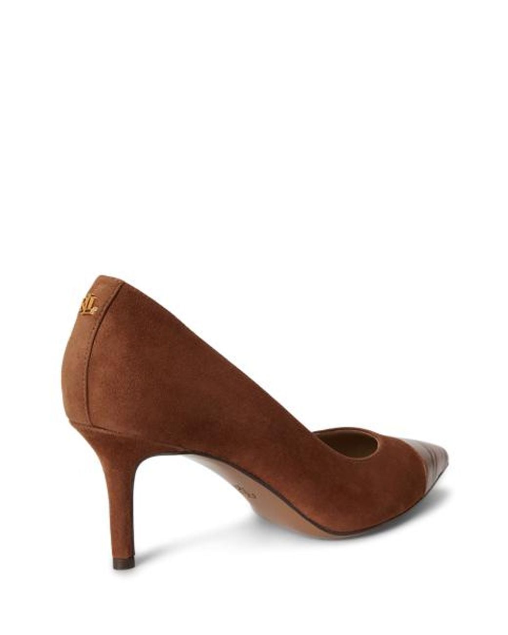 Ralph Lauren Brown Lanette Iii Suede & Croc-Embossed Pump