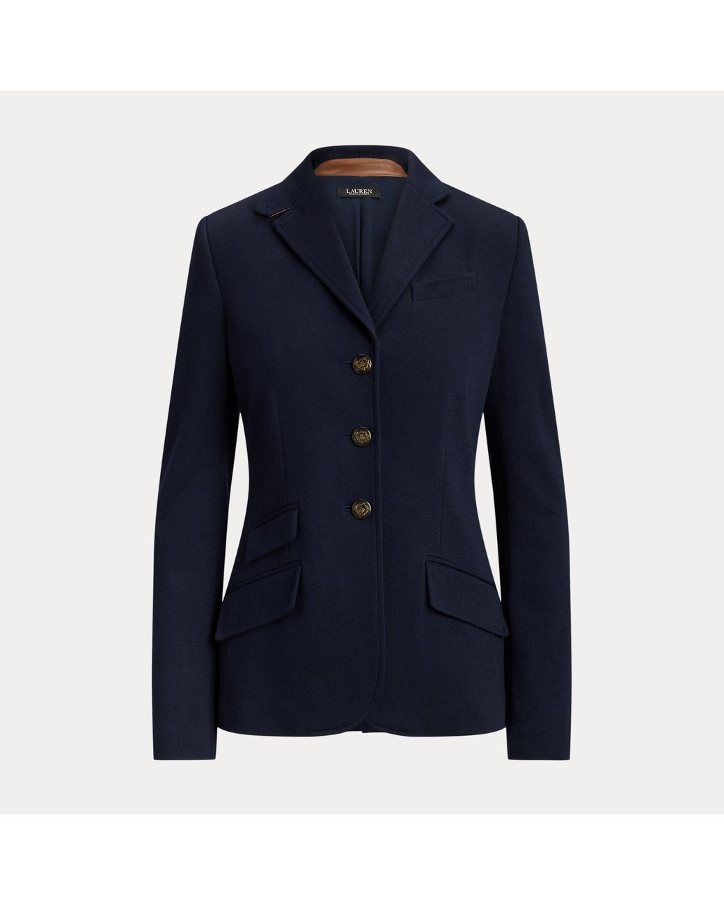 Ralph Lauren Blue Cotton Herringbone Jacquard Blazer